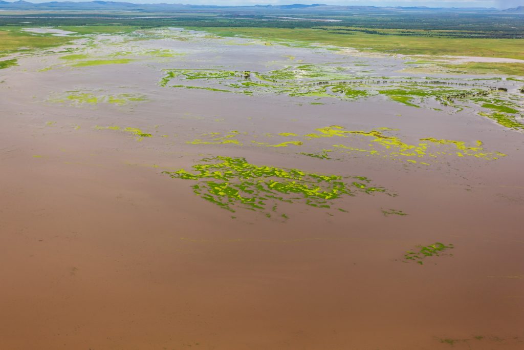Aerial view of the Lower Ord Flood plain in the Kimberley Region of Western Australia.